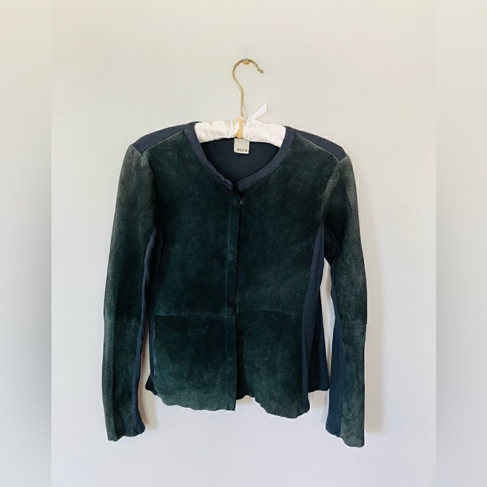 Ecru | jade suede eyelet cardigan top | size small